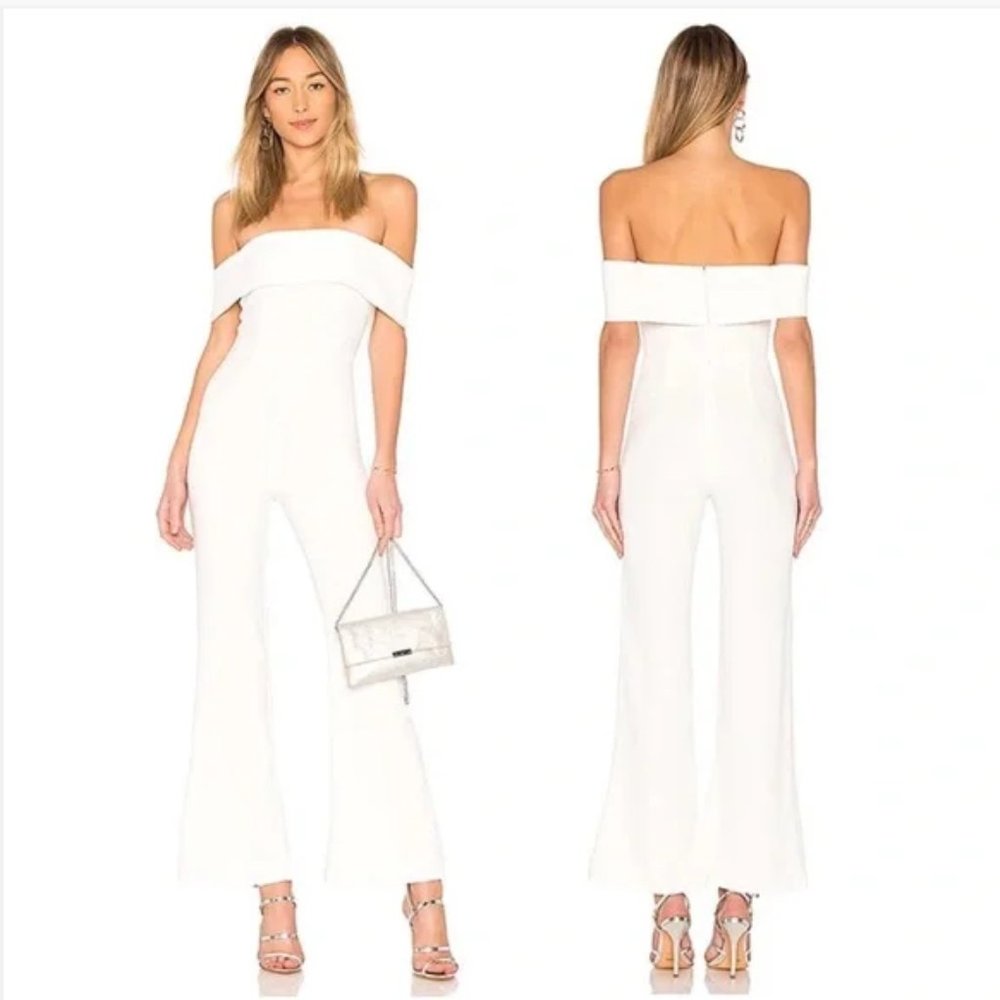 Revolve By The Way Aubrey Off Shoulder Jumpsuit in White - Reception Rehearsal